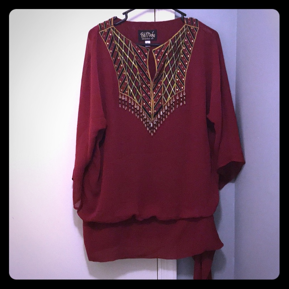 Bob Mackie wearable art collection long tunic-Red
